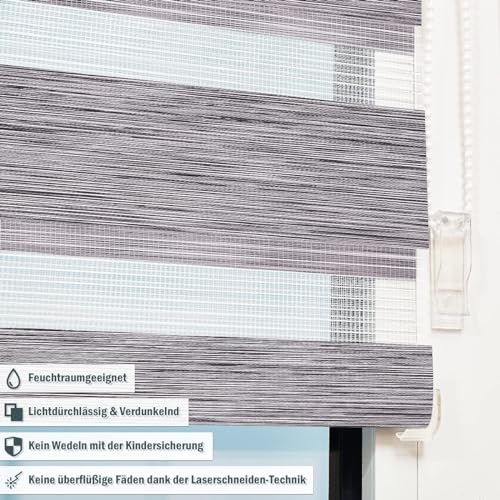 Deswell Doppelrollo Klemmfix ohne Bohren Marmor-Grau B110 x H120 cm (Stoffbreite 106cm) Rollos für Fenster ohne Bohren für Fenster mit… – Ansicht 3