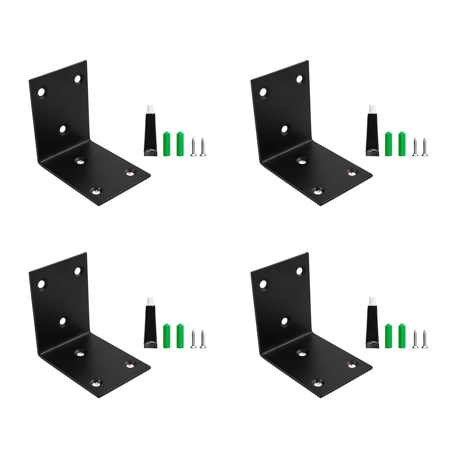 CUNZJIA 4Pcs Heavy Duty Stainless Steel Shelf Brackets L Shaped Corner Brace for Furniture Reinforcement and Wall Mounting