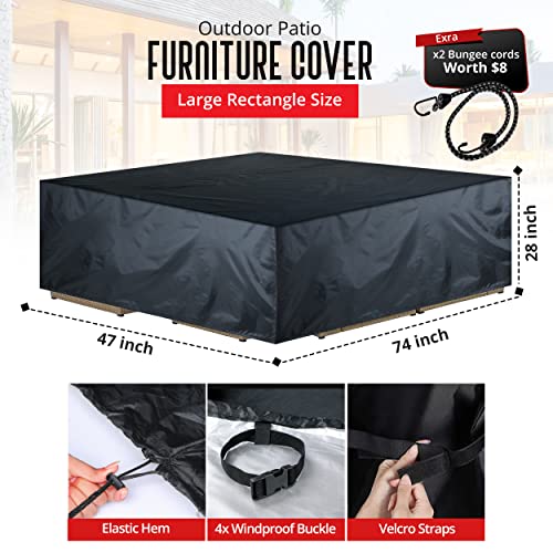Noshki Patio Furniture Covers, Heavy Duty 600D Outdoor Furniture Cover Waterproof & Dust Proof For Sectional Sofa Set Cover, Patio Table And Chair Sets (74" L X 47" W X 27" H) #TOP1