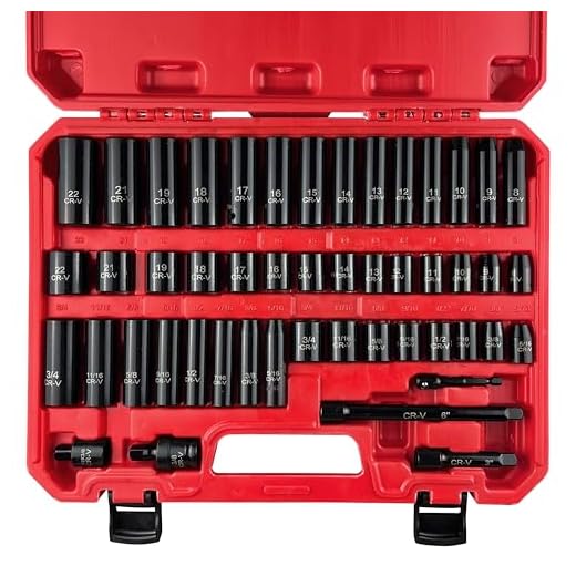 EACELIY 49PCS 3/8” Impact Socket Set,Drive Deep and shallow Impact Socket Set,SAE&Metric(5/16"-3/4",8mm-22mm) with Extension Bars,Universal Joint and Adapter,CR-V Steel,6-Point