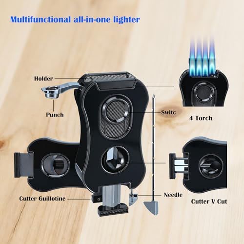 Encendedor grande recargable con llama de 4 jets miniatura 6