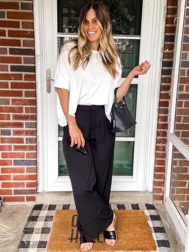 Tankaneo Womens Oversized T-Shirts Cropped Summer Casual Short Sleeve Loose Fit Tee Tops3