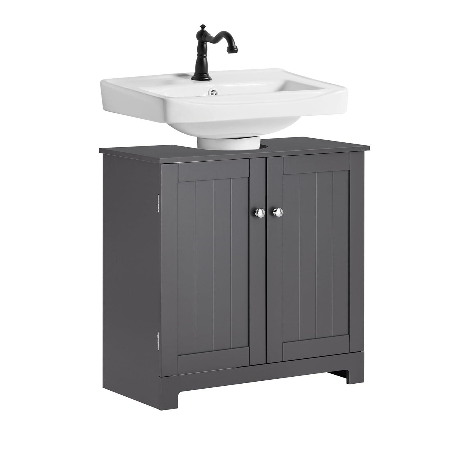 SoBuy Bathroom Cabinet Under Sink Cabinet Unit Bathroom Storage Cabinet Cupboard with 2 Doors,Wash Basin Cabinets,Suitable for Pedestal Sinks,Bathroom,Washroom,خزائن الحمامBZR18-II-DG
