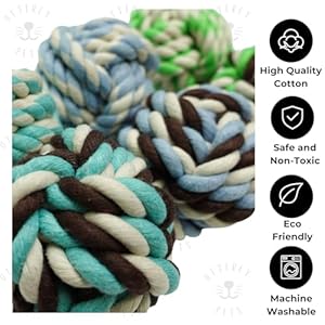 6 Pack Rope Balls for Small Dogs & Puppies – Durable, Interactive Chew Toys – for Playtime and Fetch- Ideal for Teething, Training, and Playtime