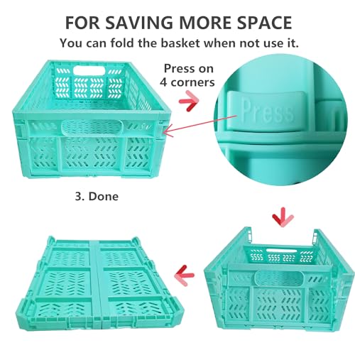 PTEREIW caixas dobráveis, organizador de caixas de armazenamento de plástico com 4 pacotes para casa