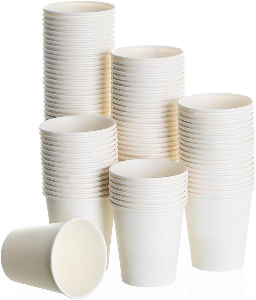 Vasos de Cartón Desechables 4/8/12/16oz Vasos De Papel Biodegradables Compostables Ecológicos Vasos Desechables para Agua Bebidas Calientes y fría (500, 16oz/480ml)
