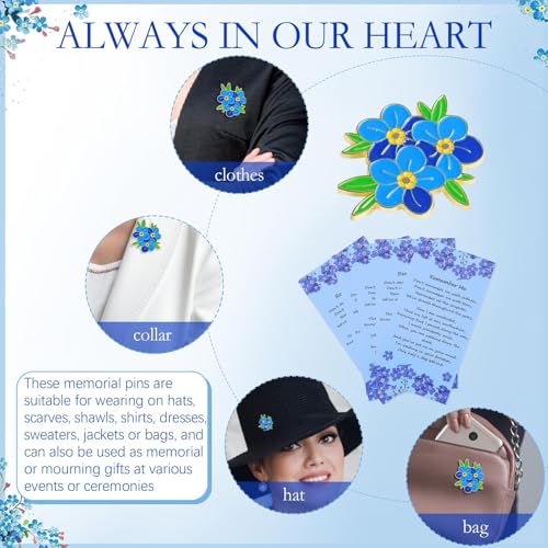 Image of Funeral Favors for Guest Memorial Pins Celebration of Life Decorations Lapel Pin Brooches Poem Cards White Organza Bags Gift Bag for Who Loss Loved One