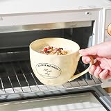 Taoyanmo Duża miska na zupę, kubek do kawy, filiżanka do sałatki mlecznej, cappuccino, pojemnik na zupę i kubek na płatki owsiane, ramen, makaron, owsiankę (kremowy żółty)