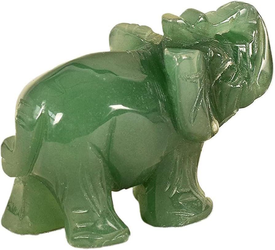 Estatua de Elefante Verde de Piedra de Jade
