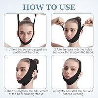 Chin Strap for Sleeping, Reusable Facial Lifting Belt, V Line Lifting Mask, Jawline Shaper V-Shaped Double Chin Reducer, Face Lift Tape with Adjustable Straps (Black) — image 6