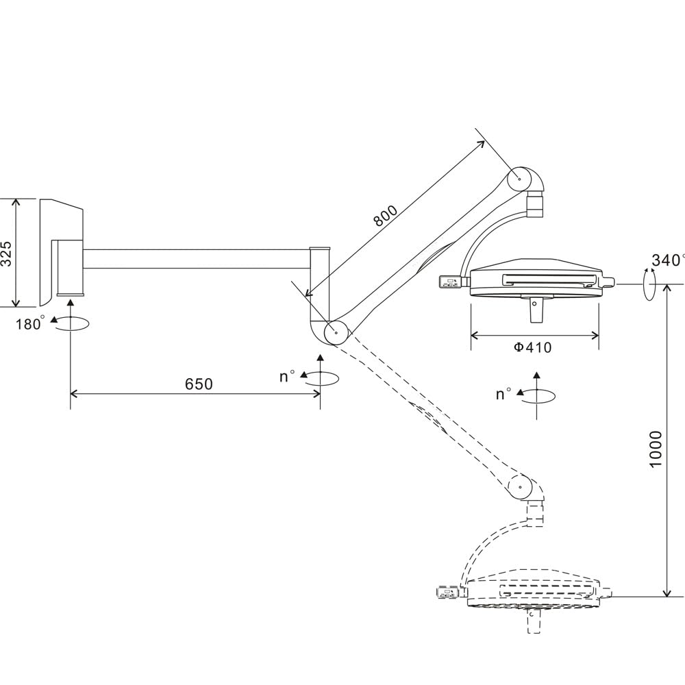 DOC.ROYAL 36 Pcs 3W LED Bulbs LED Shadowless Light Lamp Wall Mounted Shadowless Lamp Examination KD-2036B-2