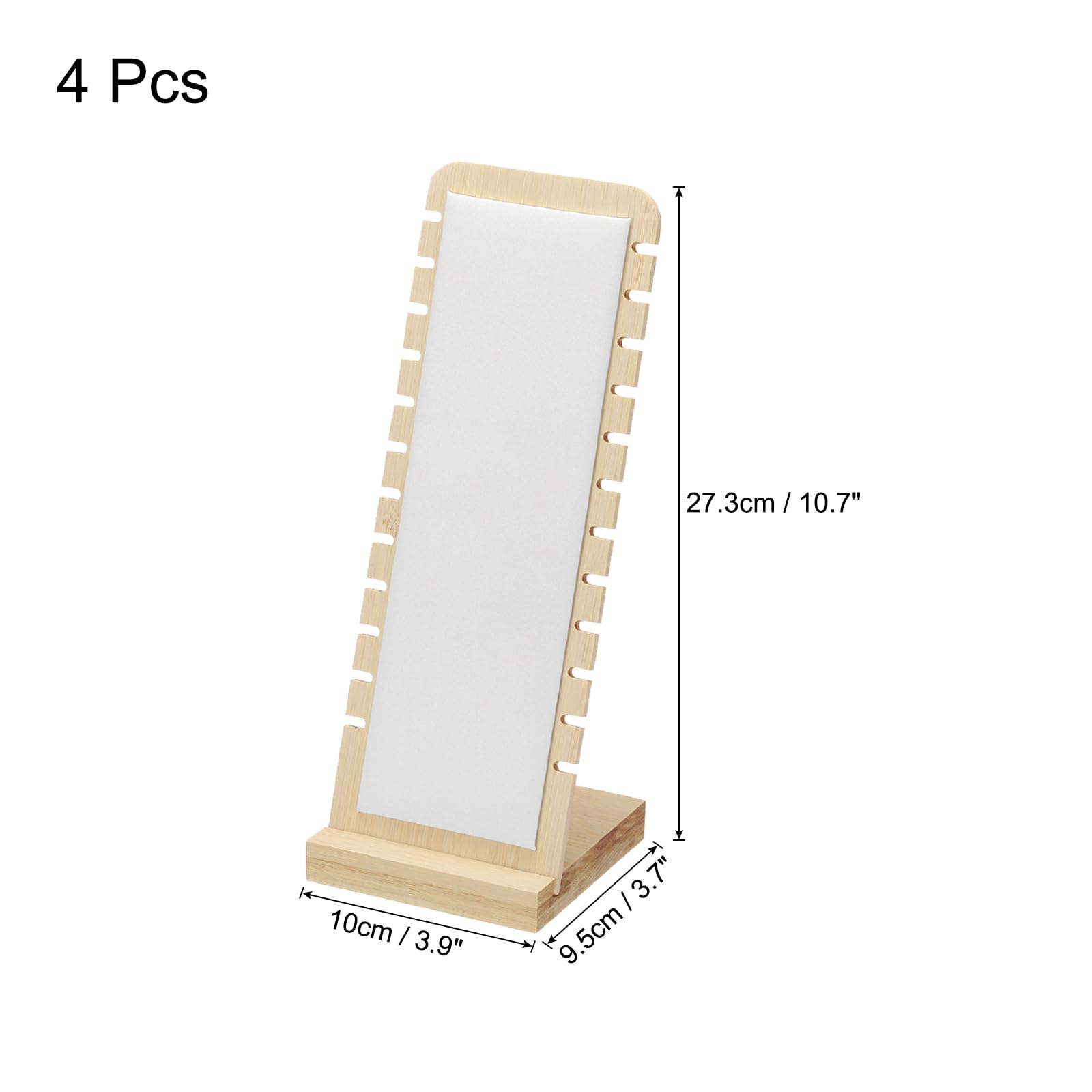 uxcell 4pcs Wooden Necklace Display Stands for Selling, Tabletop Jewelry Display Boards, Necklace Bracelets Chains Organizer for Women Gift White