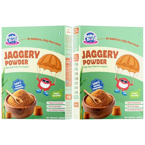 Image of Bebe Burp Jaggery Powder | Natural & Healthy Sugar Substitute | Rich in Iron & Calcium | Boosts Immunity & Digestion | No Refined Sugar | Pack of 2, (200g each)