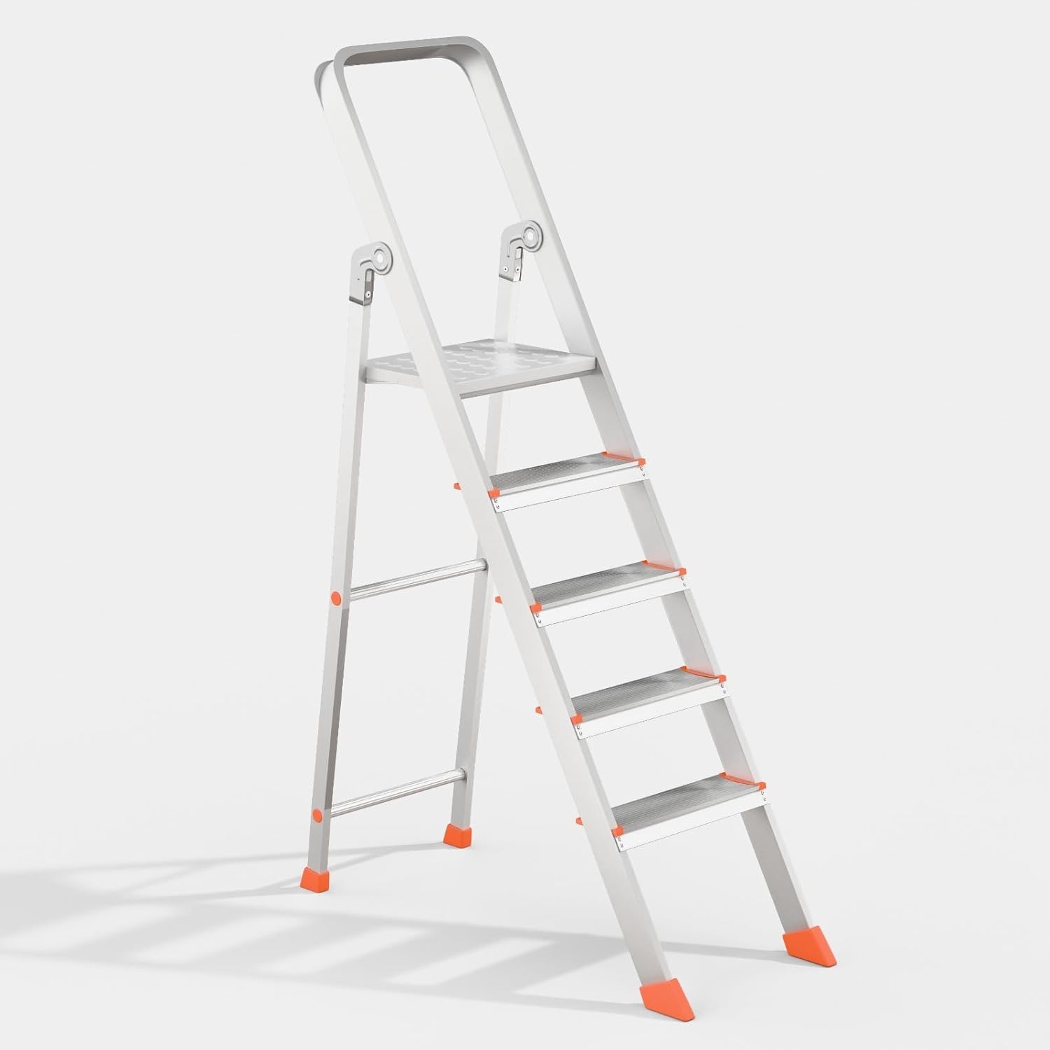 Foldable Aluminum Step Ladder - Heavy Duty & Portable -1