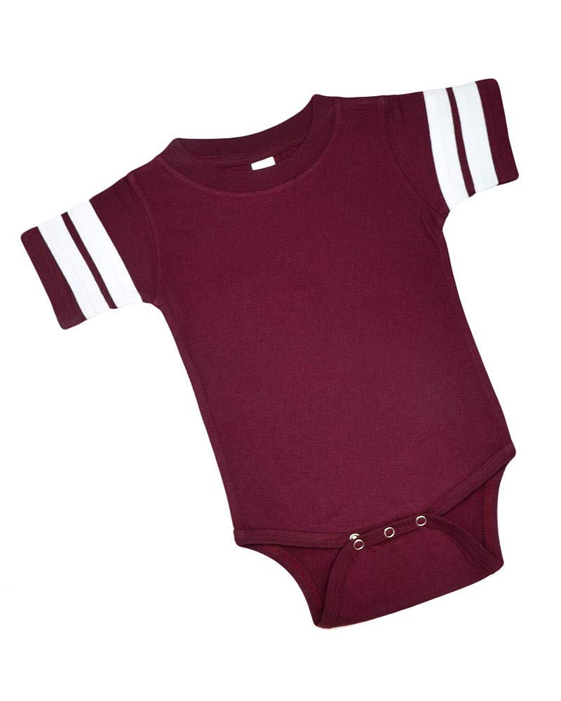 Monag Short Sleeve Short Sleeve Blank College Football Baby Bodysuit (6-12m, Maroon)