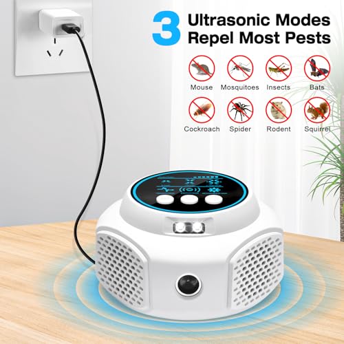 Image of Ultrasonic Pest Repellent Indoor Plug in, Mouse Trap for Home Mice Repellent Rodent Repellent, Keep Away Mouse, Rats, Squirrels, Bats, Roaches, Spiders, Suitable for Room, Attics, Garages(White)