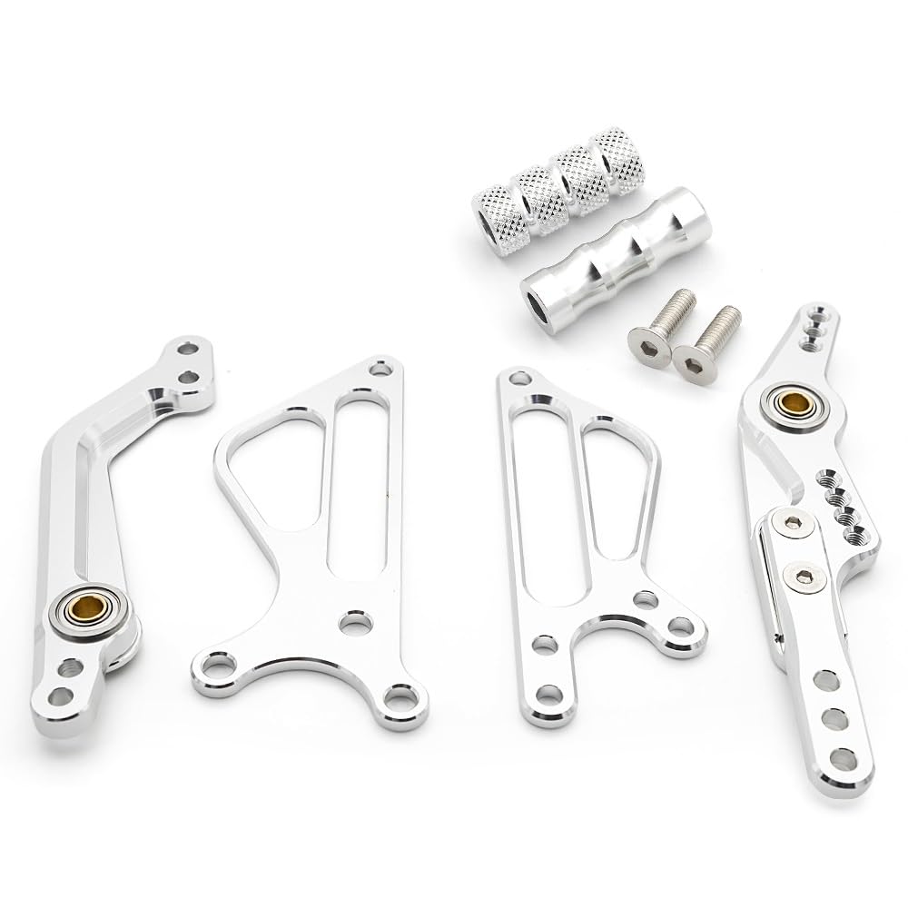 NONROT Motorcycle Aluminum Front Rear Footpegs Foot Pegs Footrest Pedals Bracket Set for Triumph Daytona 675 675R Street Triple(Sliver)