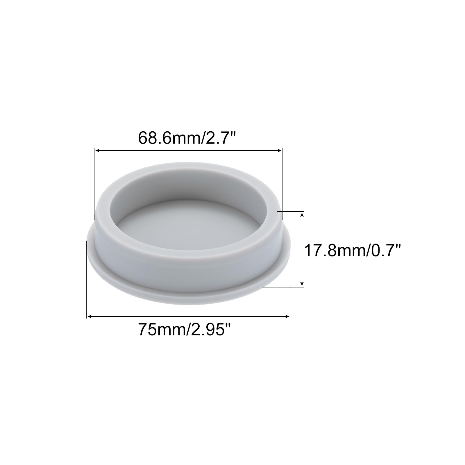 QUARKZMAN Bouchon en Silicone Haute Température en Forme de T, Diamètre 68,6 mm / 2,7 Pouces, pour Revêtement en Poudre, Étanchéité, Couleur Gris, Lot de 1 (Od 75 mm / 2,95 Pouces
