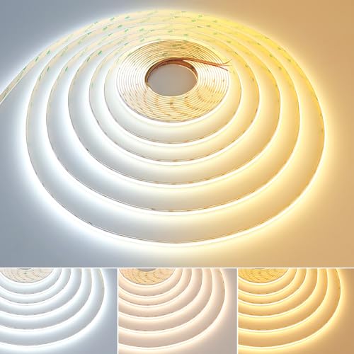 GOMING Linear Spotlight 24V CCT Tunable White COB LED Strip 2700-6500K 10M 624LEDs/M CRI 93+ High Brightness No-Waterproof LED Tape Lights for Home Decoration(Controller and Power Supply Not Included)