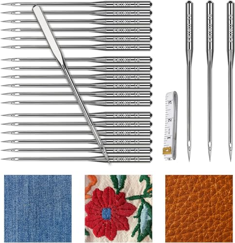 Nähmaschinennadeln, 60 Stück, langlebiges Nähmaschinen-Zubehör, 3 Größen 90/14, 100/16, 110/18, Nadeln zum Nähen von dicken Stoffen einschließlich Leinwand, Jeans, Herbstmantel