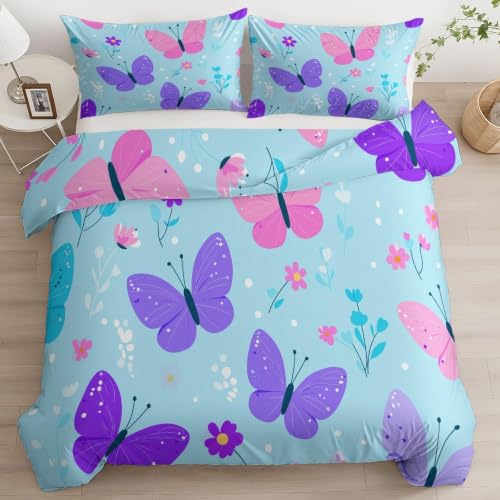 Housse de couette papillons rose-violet pour des nuits douces et étoilées - 2