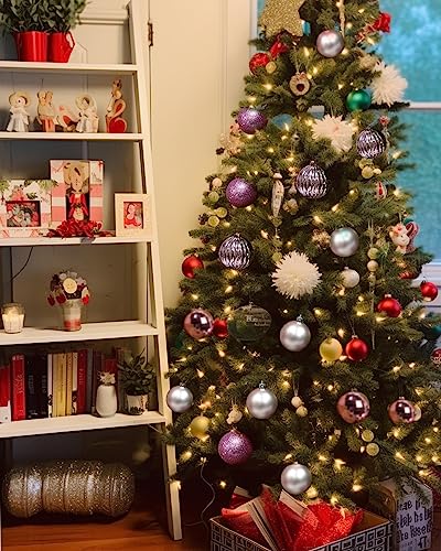 Ams Plastic Christmas Ball Ornaments Exquisite Colorful Balls Decorations Pendant Pack Of 34Pcs (40Mm, Pink) #TOP5