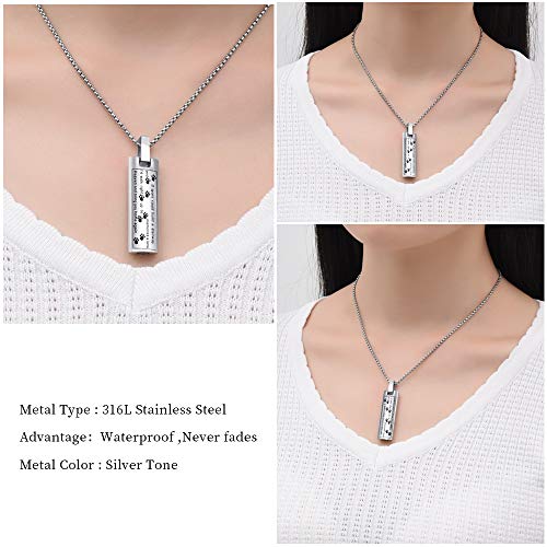 Eternitymemory 9137 Pet Urn Pendant Dog/Cat Paw Cremation Jewelry Stainless Steel Memorial Ashes Keepsake Necklace (Silver) #TOP2