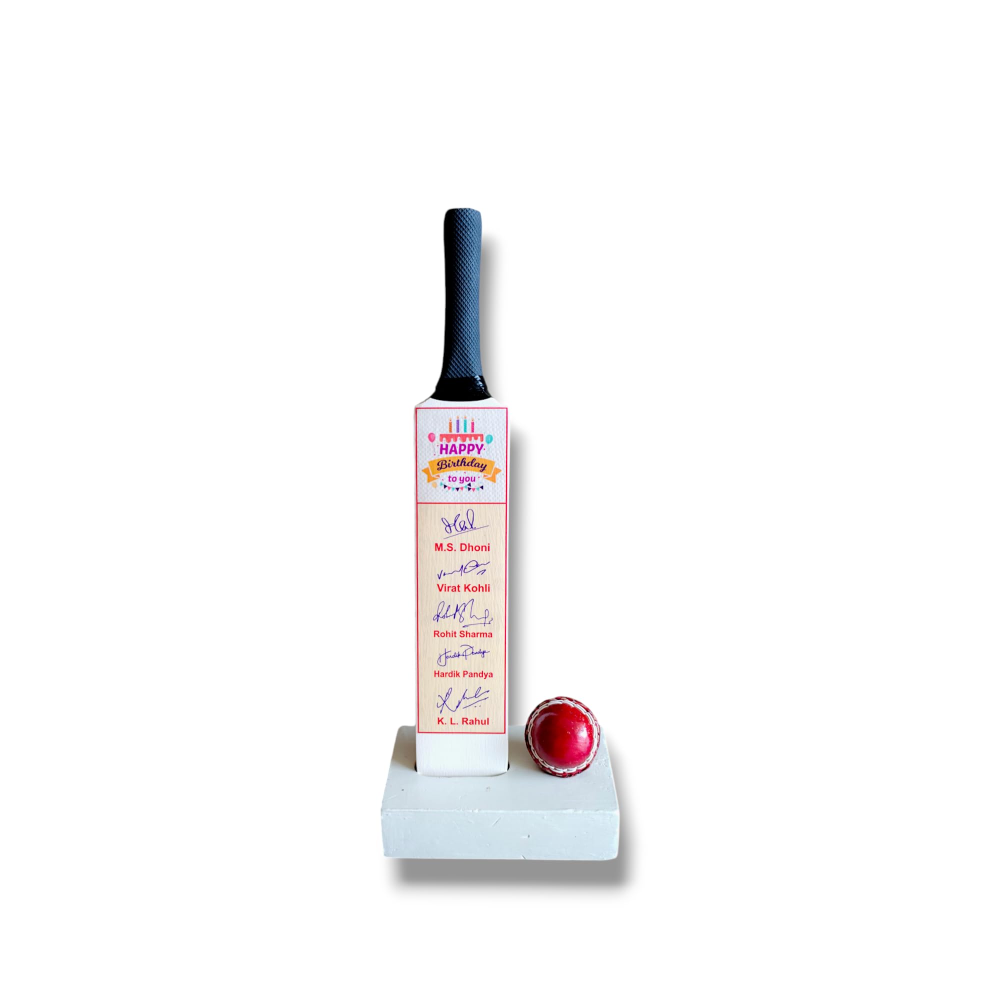 AEM™ Wood Birthday Showpiece Miniature Bat and Leather Ball for Office & Home Birthday Gift for Men & Boys (Not Original, They Can't Be Used for Playing Cricket)-image-27