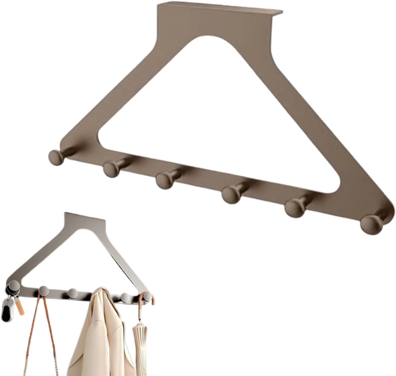 Over The Door Hanger Rack, Over-The-Door Hanger Organizer for Coat Hat Scarf Towels, No Drill Space Saving, for Bedroom, Bathroom, and Entryway (Gray+White)