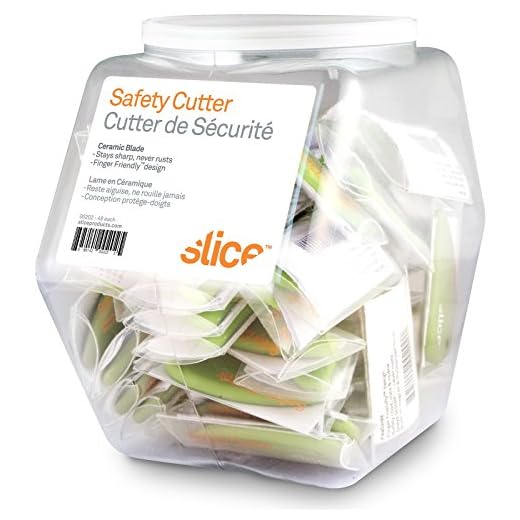 Slice 00200 Safety Cutter, Microscopic Ceramic Blade, Cuts Paper & Coupons, Finger Safe, Green, 48 Pack