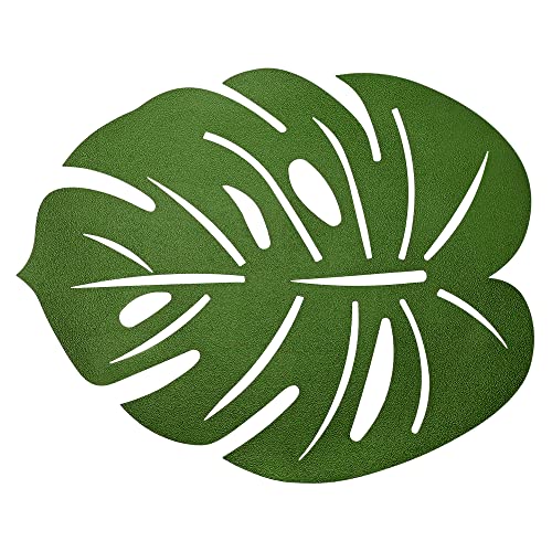 Mimo Style Lugar Americano Costela de Adão na Cor Verde Para Mesa da Cozinha ou Sala de Jantar Tropical e Sofisticado, Feito de PVC e Poliéster - Com Resistência Térmica e Evita Manchas