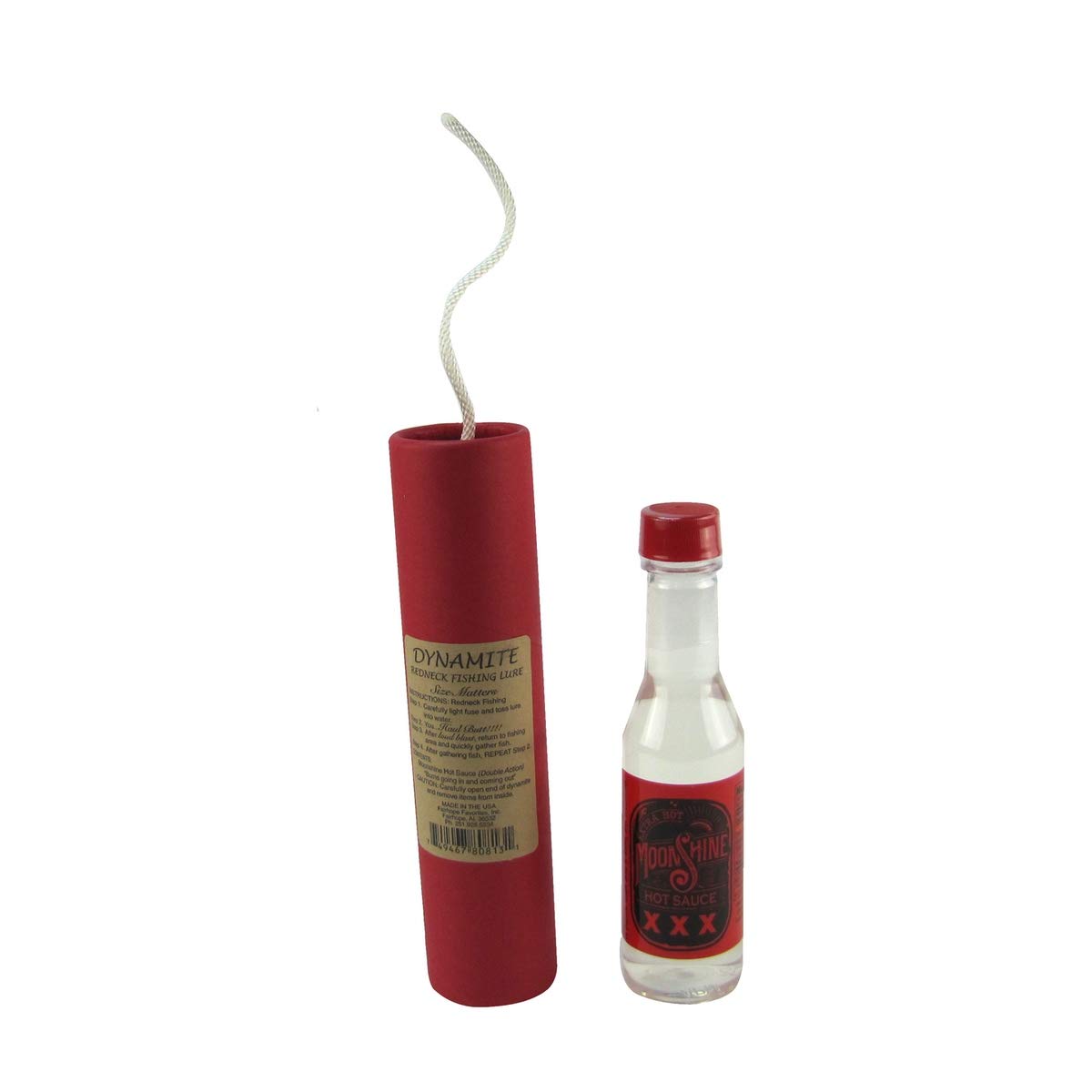 Big Dynamite Stick Fishing Lure Joke Gag Gift with 5 oz XXX Hot Sauce Bottle Toys & Games