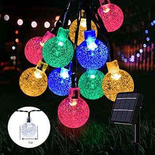 Solar Lights Garden, 60 LED Outdoor String Lights Multi-Coloured Crystal Ball Fairy Lights 36Ft Waterproof Decorative Lighting for Garden, Patio, Yard, Christmas [Energy Class A++]