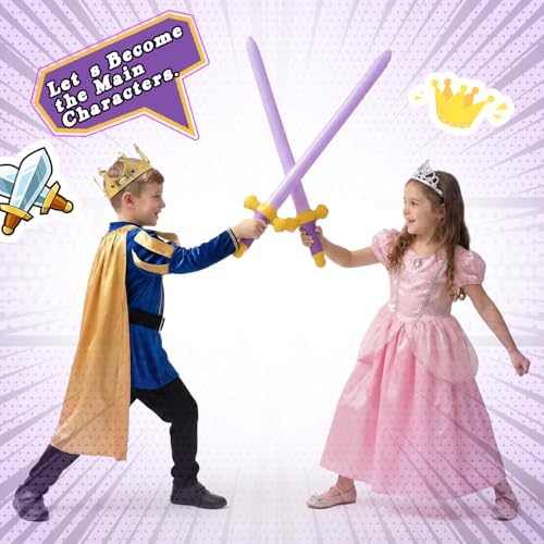 Outus 6 Pcs, Inflatable Swords Blow up Swords Party Favors,Gold,Purple - 2