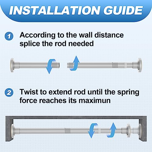 Image of CorkLatta Silver Shower Curtain Rod 31 to 80 Inch,1 Inch Diameter Adjustable Spring Tension Stainless Steel Telescoping Rod,Easy Install,No Rust