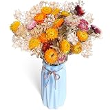 Regalo ideal: Un ramo de flores secas naturales aporta romance a tu vida, y las flores secas irradian alegría y vitalidad. Como sabemos, las flores frescas son más felices. La combinación natural y de alta calidad de crisantemos y flores secas es ideal como regalo para el Día de la Madre, San Valentín, Acción de Gracias, Navidad y cumpleaños.