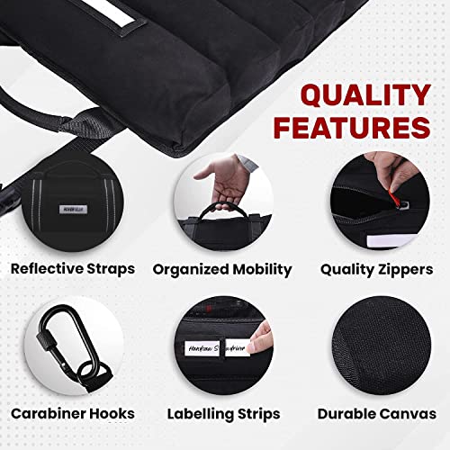 Rover Gear| Roll Up Tool Bag With Carabiners | 5 Large Oversized Pouches With Labels | Tool Organizer Bag | Canvas Tool Bag Organizer | Tool Roll Up Bag For Mechanic, Electrician,Carpenter And More #TOP2