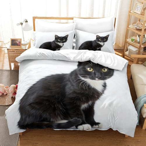 Housse de couette chat noir 140x200 microfibre - 3