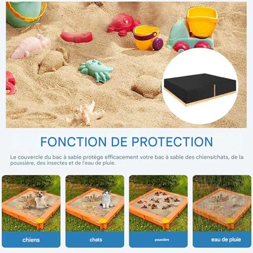 Couvercle de bac à sable carré en bâche de protection imperméable pour extérieur - 7