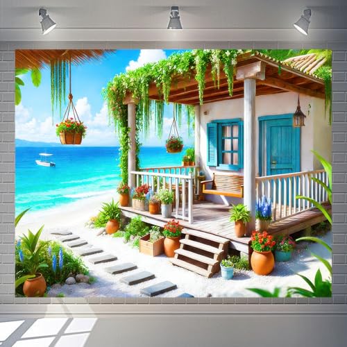 BlissYard Hello Summer Hawaiian Beach Banner Summer Beach Themed Party