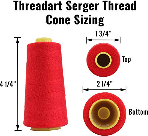 Threadart 6 Neon Colors Polyester Serger Thread Set | 2750 Yds Per Cone - 40/2 Wt | 6 Bright Neon Colors | 6 Cone Bundle Pack #TOP5