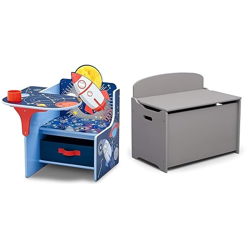Delta Children Space Adventures - Escritorio con silla con contenedor de almacenamiento, ideal para artes y manualidades, merienda, educación en