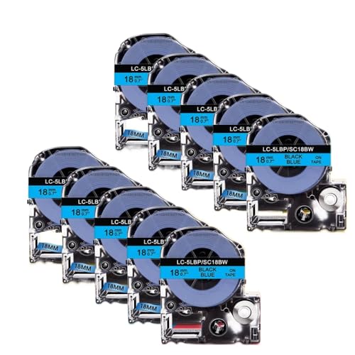 5 �p�b�N 10 �p�b�N 18 �~�����[�g�� SS18KW �ƌ݊��� LabelWorks LW-400 LW-600P �v�����^�e�[�v�J�[�g���b�W Espon ST18KW SC18RW SC18YW SC18BW SC18GW(Black on Blu