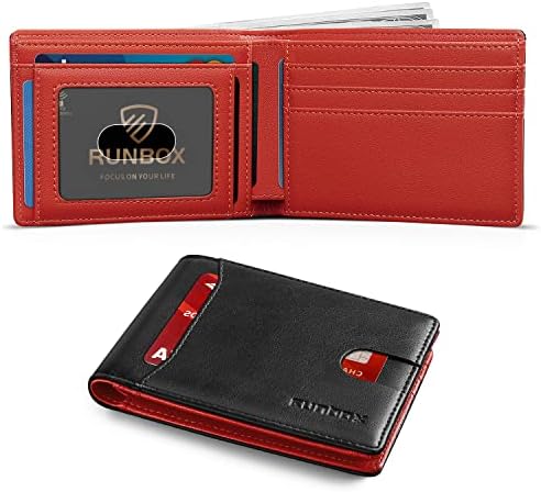 Runbox Mens Slim Wallet with Money Clip RFID Blocking Front Pocket Bifold Minimalist Credit Card Holder for Men with Gift Box
