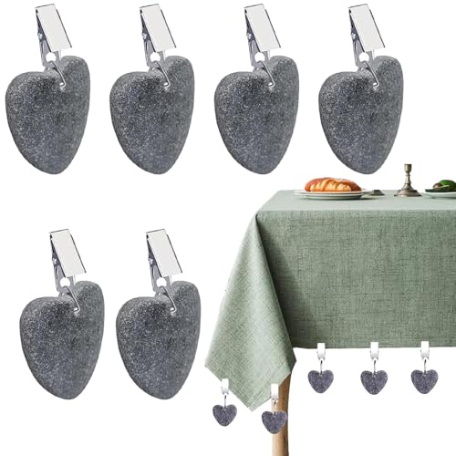 VIVIIHOO Pesi per tovaglie Pesanti | 6 Pezzi | Set di Pesi per tovaglie Appendiabiti per tovaglie Pesanti per tovaglie Pesanti per Esterni Pesi per tovaglie in Marmo Grigio (1, Heart)
