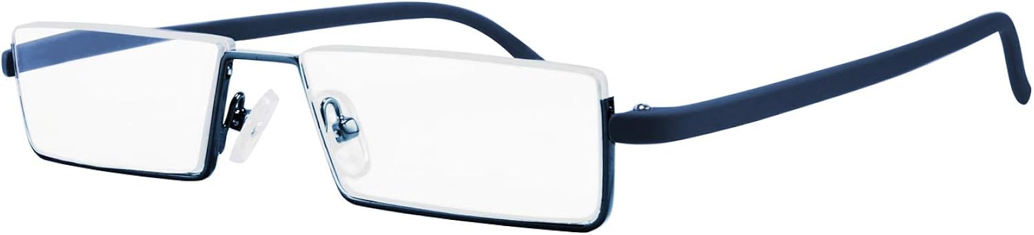 WANWAN Half Frame Blue Light Blocking Reading Glasses Women Men Lightweight TR90 Rim Readers with Case