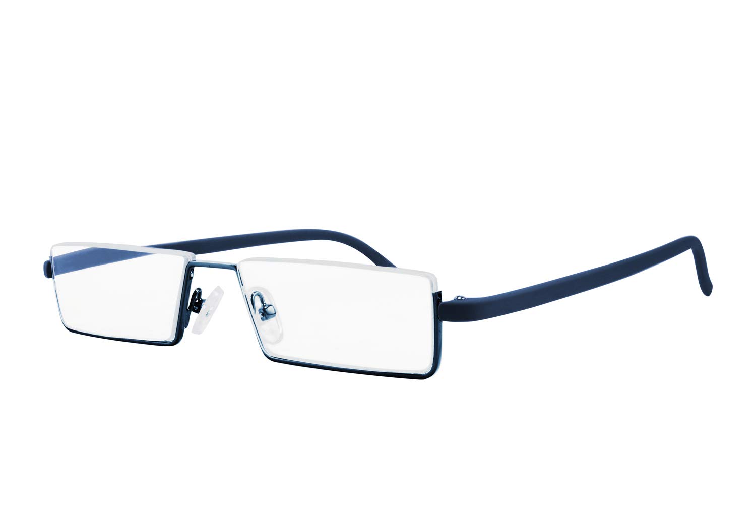 WANWAN Half Frame Blue Light Blocking Reading Glasses Women Men Lightweight TR90 Rim Readers with Case (Blue, 1.25)