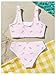 RoseSeek Girl's 2 Piece Striped Bowknot Swimsuit Set Wireless Cute Bathing Suit Summer Beachwear Bikini Sets Pink 8Y