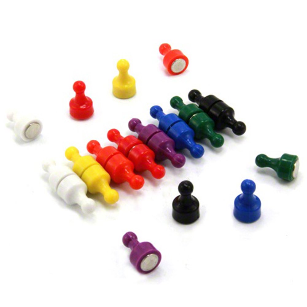 First4magnets Rainbow Skittle Magnet For Fridge, Office, Whiteboard, Noticeboard, Filing Cabinet - 8 Colours - 12Mm Dia X 21Mm Tall - Pack Of 16