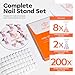 Modelones Nail Stand Set, Magnetic Nail Stands for Press ons False Nail Tips Practice Acrylic Holder with 200pcs Sticky Tabs Strong Metal Base Painting Display DIY & Salon Use Beginner Supplies